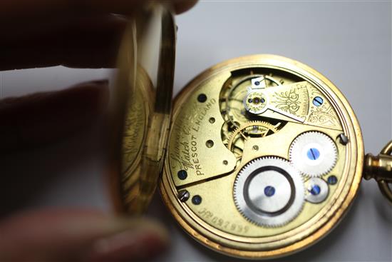 An Edwardian 18ct gold keyless lever pocket watch by Lancashire Watch Co Ltd, Prescot, England,